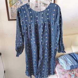 NWT Francescas Dark Teal Frill Embroidered Dress